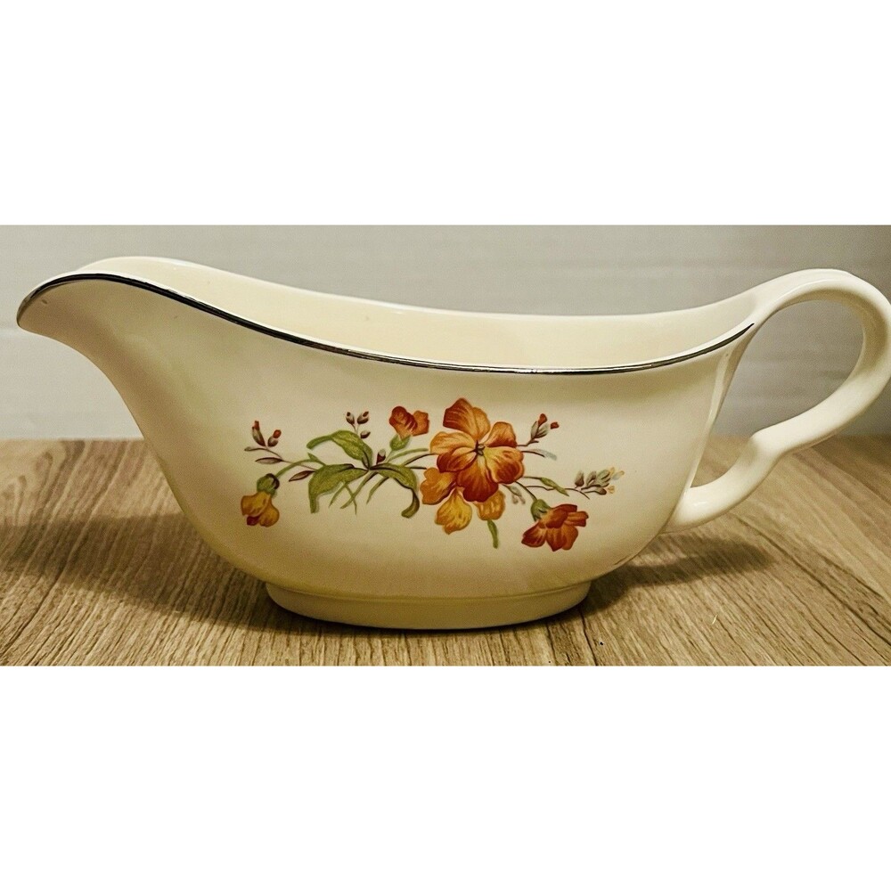 Vintage Ceramic Gravy Boat Discontinued Serenade Pattern by Hall China USA